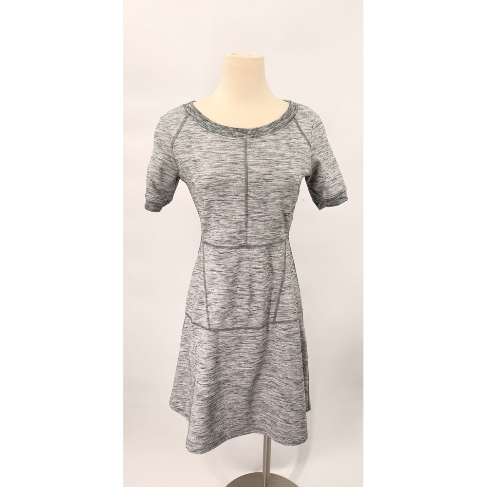 Athleta Space Dye Knit Dress Womens XS Grey Short Sleeve Athleisure Sporty